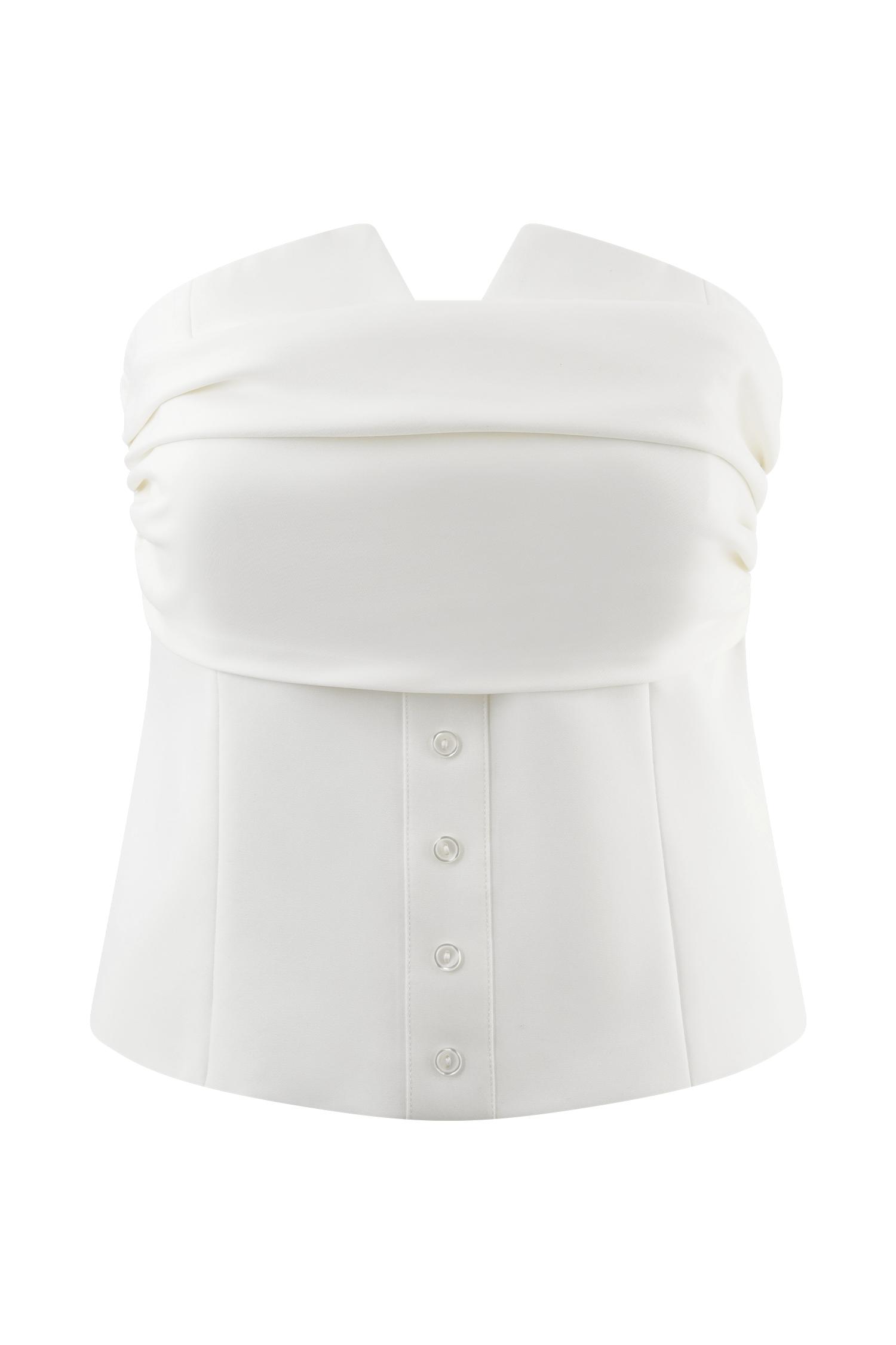 Zillah Strapless Cotton Top - White Product Image