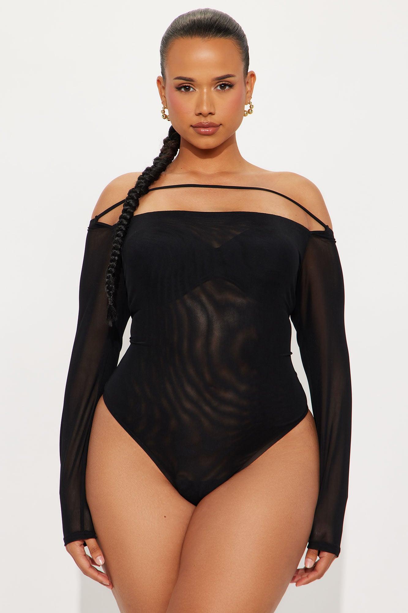 Blake Mesh Off Shoulder Bodysuit - Black Female Product Image