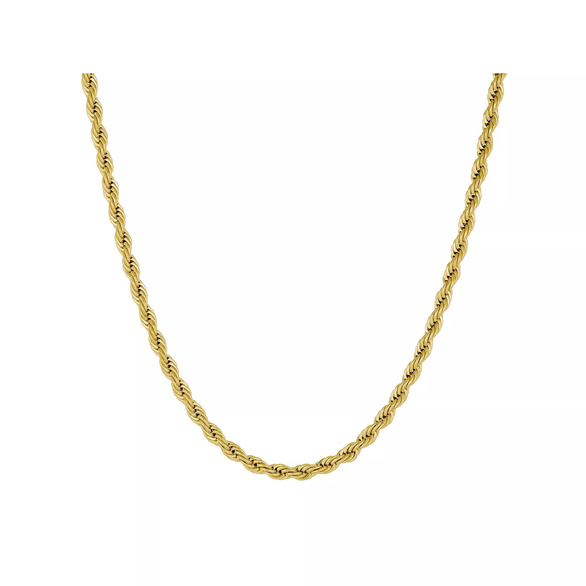 Men's LYNX Stainless Steel Rope Chain Necklace, Size: 30", Gold Tone Product Image