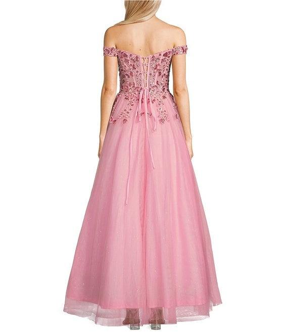 Blondie Nites Mesh Off-The-Shoulder Butterfly Corset Dress Product Image