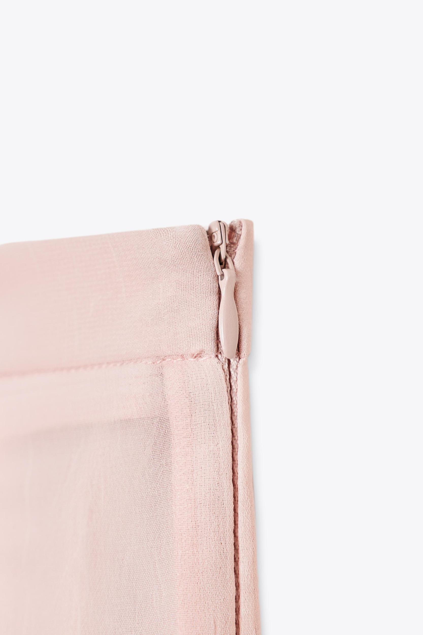 SEMI-SHEER TOPSTITCHED MIDI SKIRT Product Image