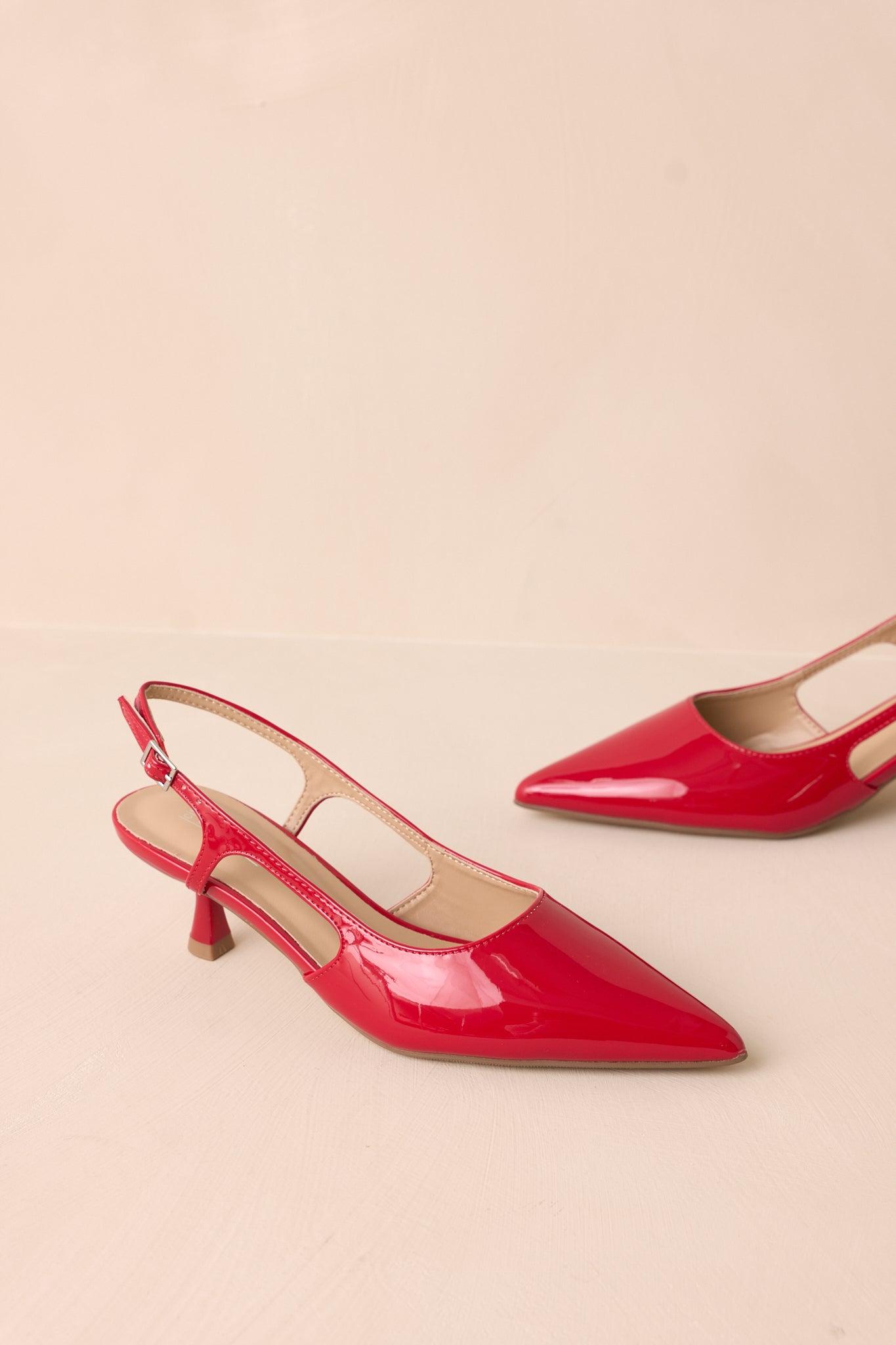 Fiercely Stunned Red Patent Slingback Kitten Heels Product Image