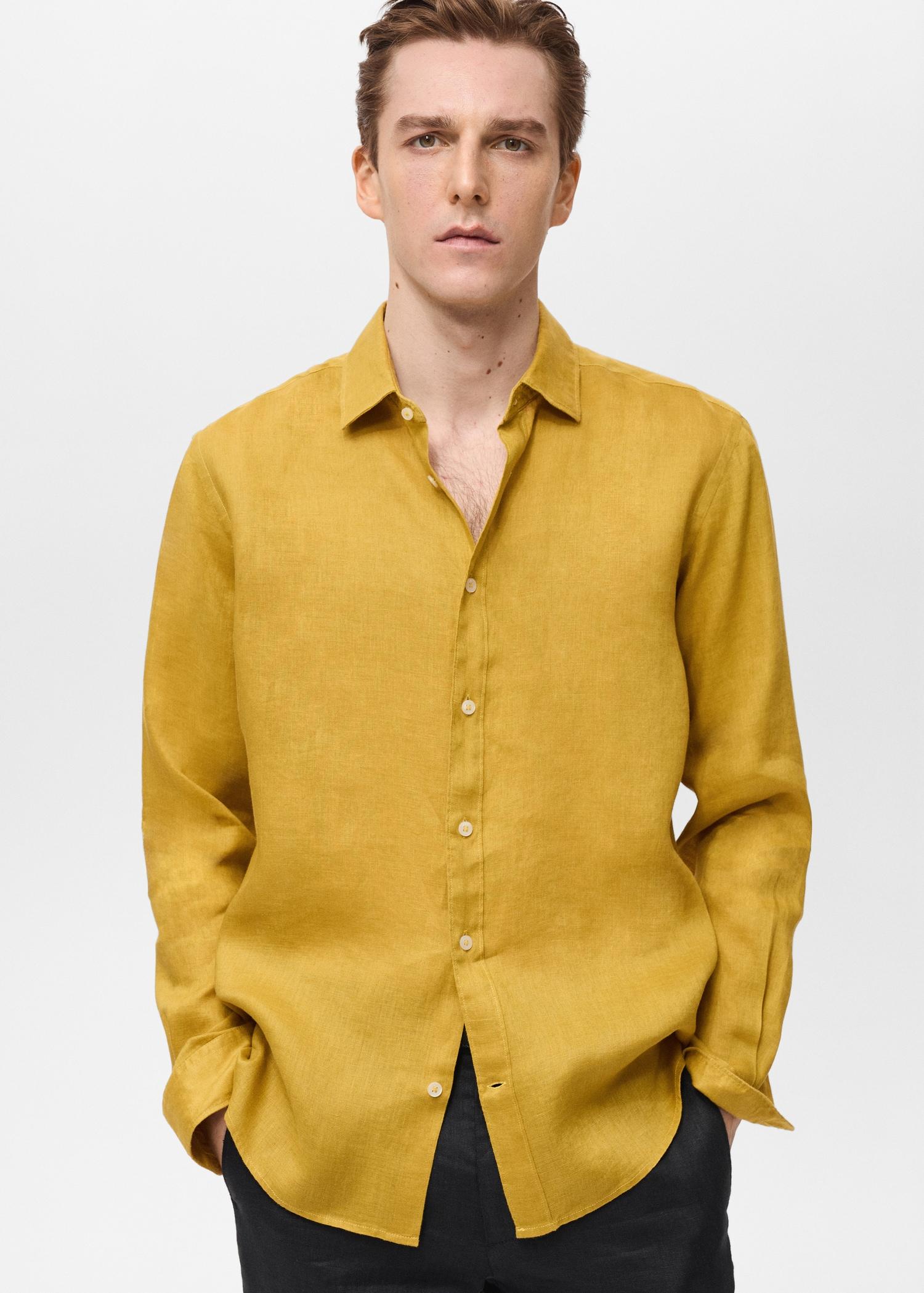 Linen 100% shirt - Men | MANGO USA Product Image