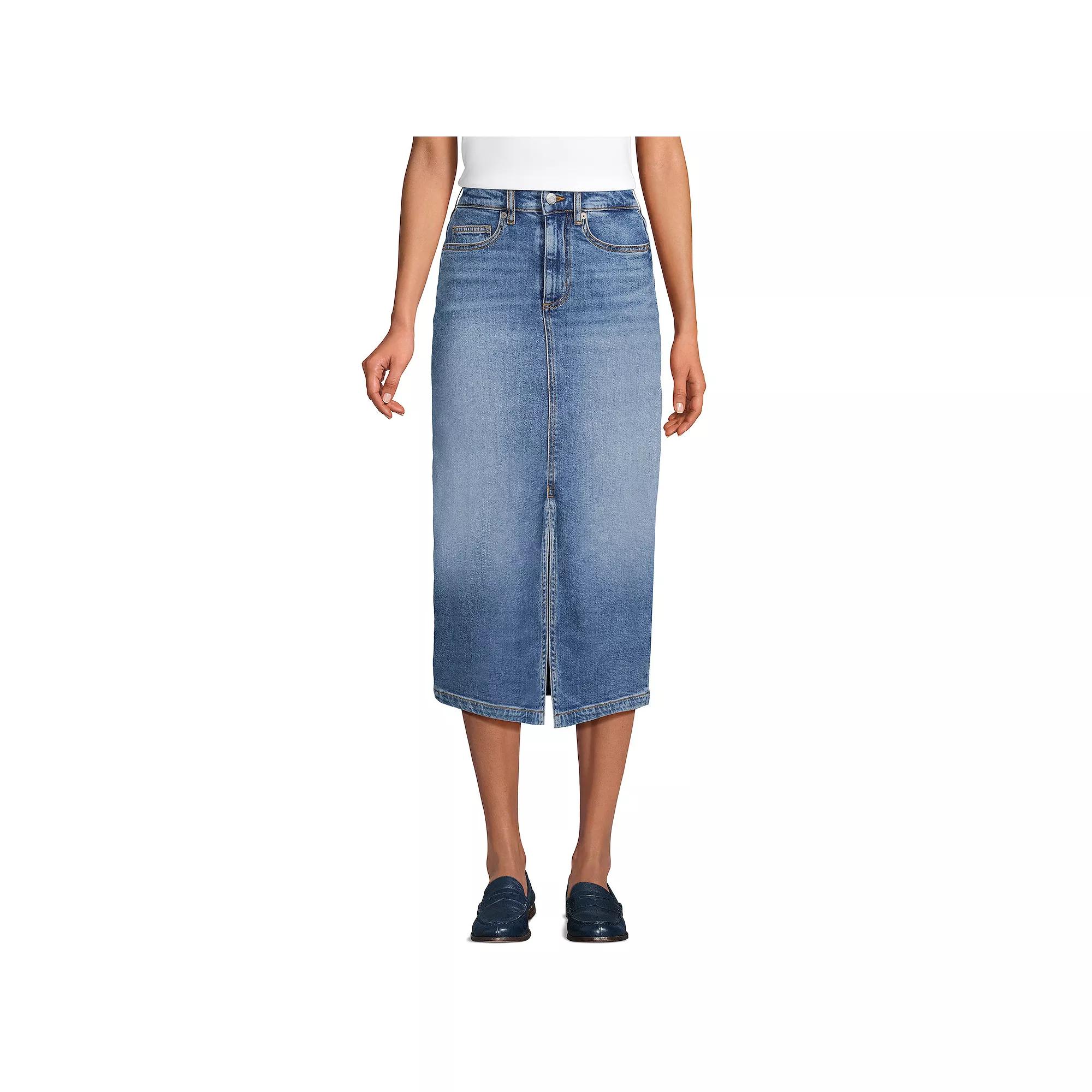 Women's Lands' End Denim Midi Column Skirt,  Product Image