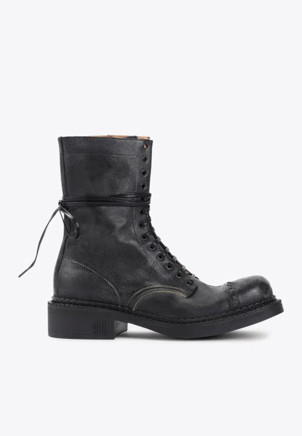 lace-up leather boots Product Image
