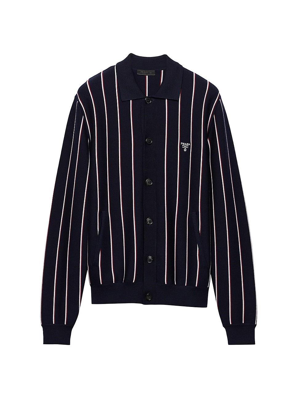 Mens Striped Wool Cardigan Product Image