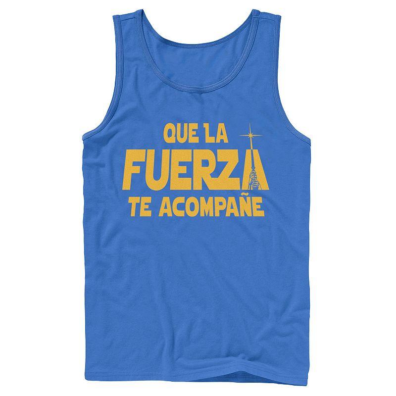 Men's Star Wars Que La Fuerza Te Acompane Yellow Text Tank Top,  Product Image