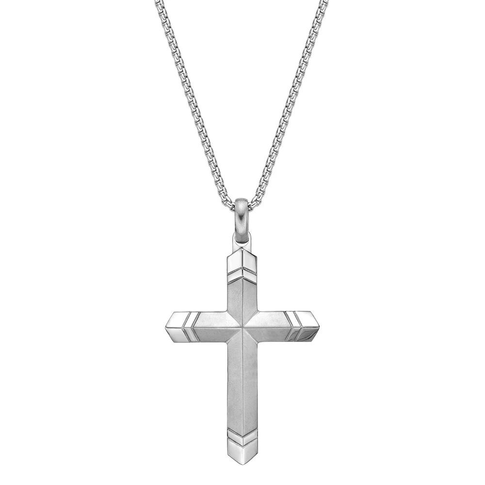 Men's LYNX Stainless Steel Cross Pendant Necklace, Size: 24" Product Image