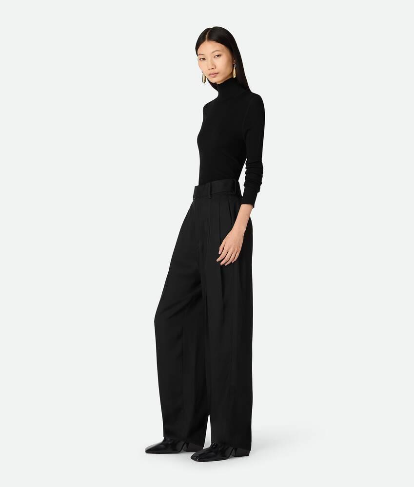 Women's Viscose And Silk Twill Straight Trousers in Black Product Image