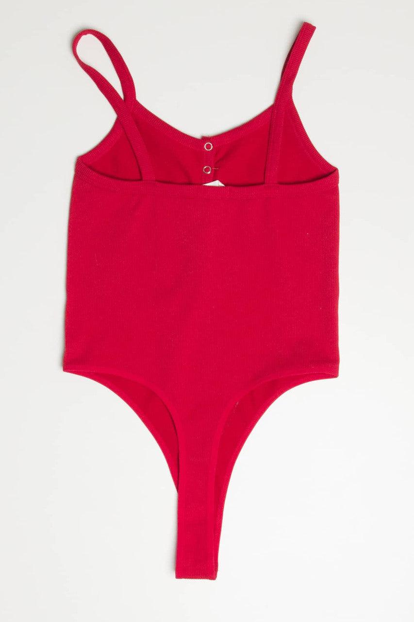 Red Snap Front Seamless Bodysuit Product Image