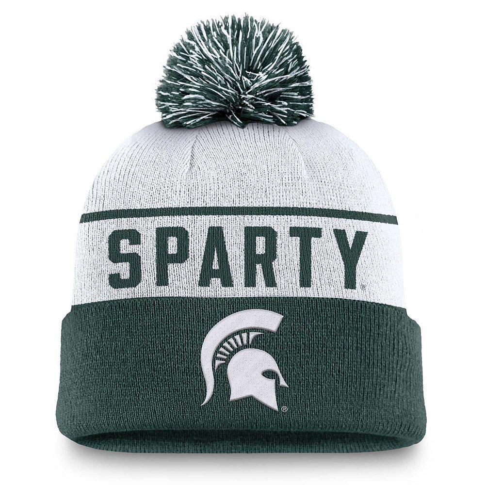 Mens Nike /Green Michigan State Spartans Local Peak Cuffed Knit Hat with Pom Product Image