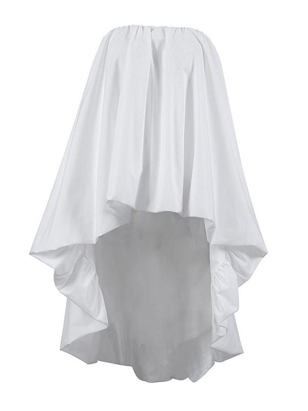 High-Low Sleeveless Elasticity Pleated Solid Color Split-Joint Tube Blouses&Shirts Tops Product Image