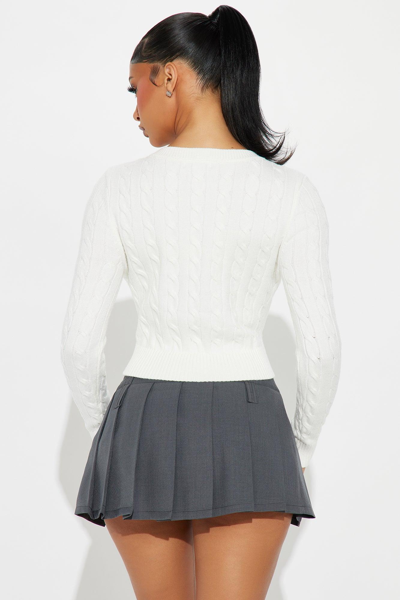 New York Cable Knit Sweater - White/combo Female Product Image