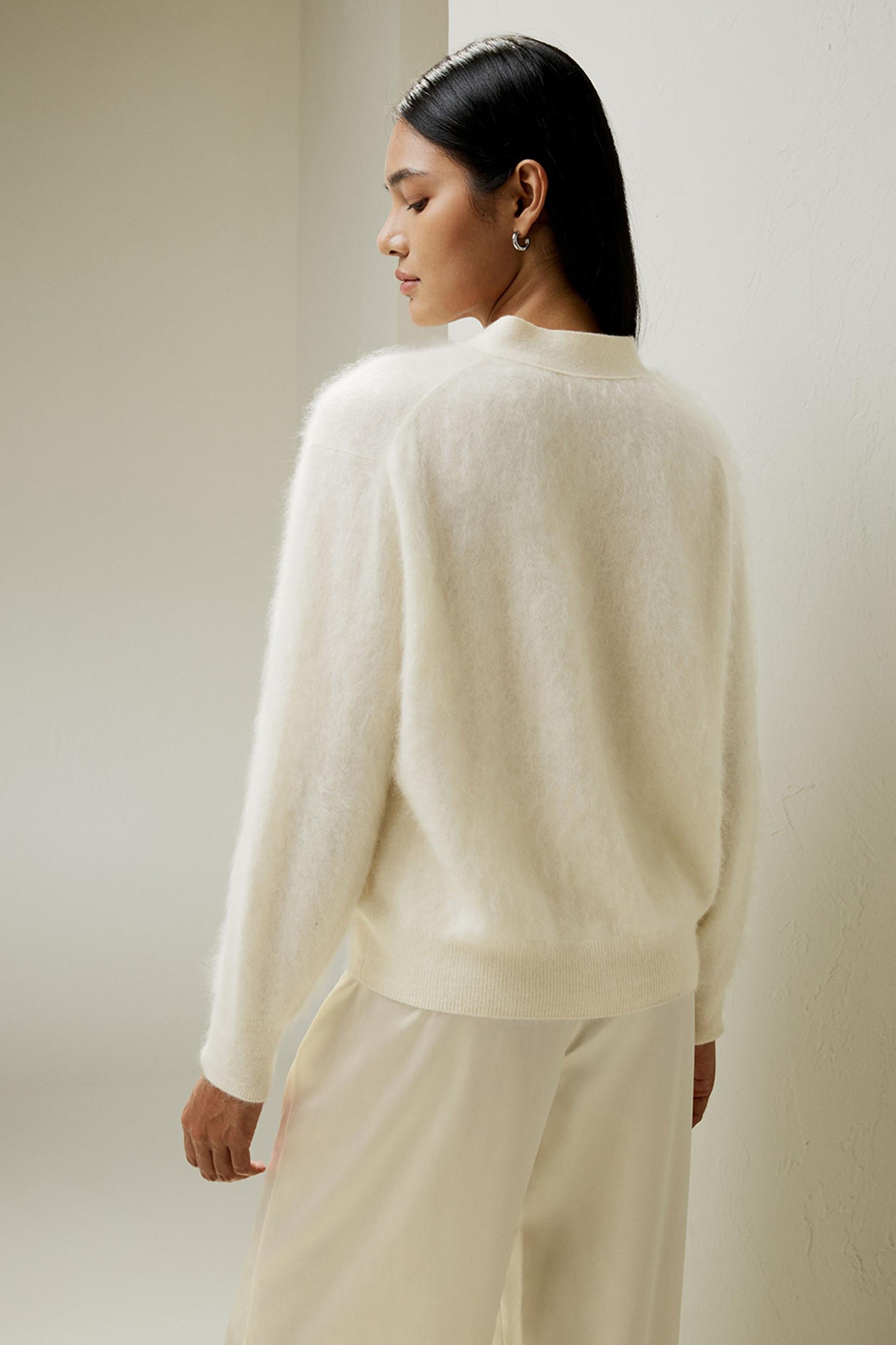 LILYSILK Cashmere Cardigan Women White Premium Cashmere Comfortable Dropped Shoulder Cardigan M Product Image