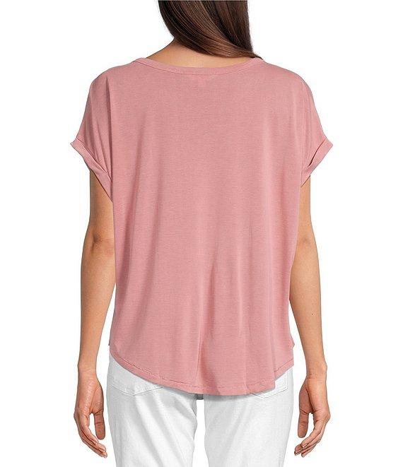 Lucky Brand Scoop Neck Short Sleeve Slouchy Round Hem T-Shirt Product Image