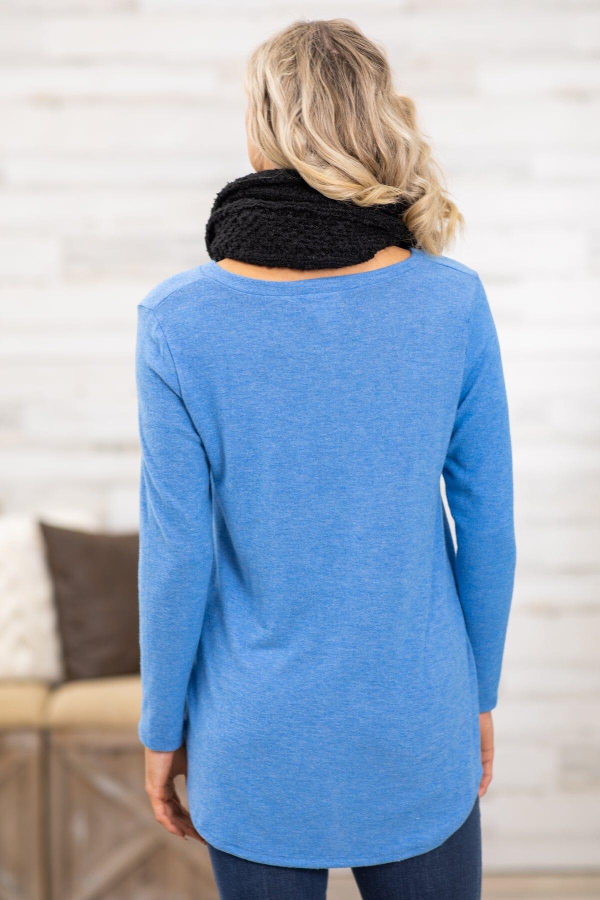 Cornflower Top and Black Infinity Scarf Bundle Product Image