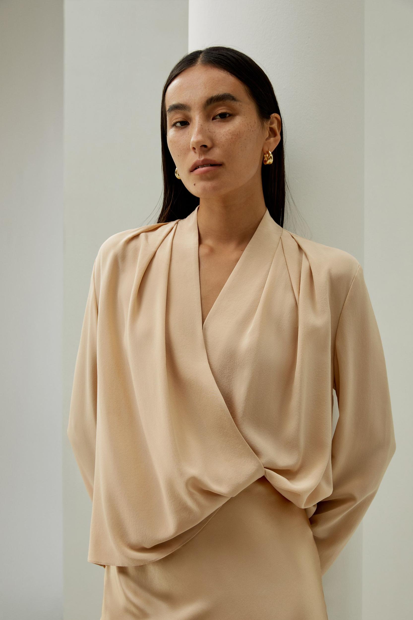 Silk Crêpe de Chine Long Sleeve Blouse Product Image