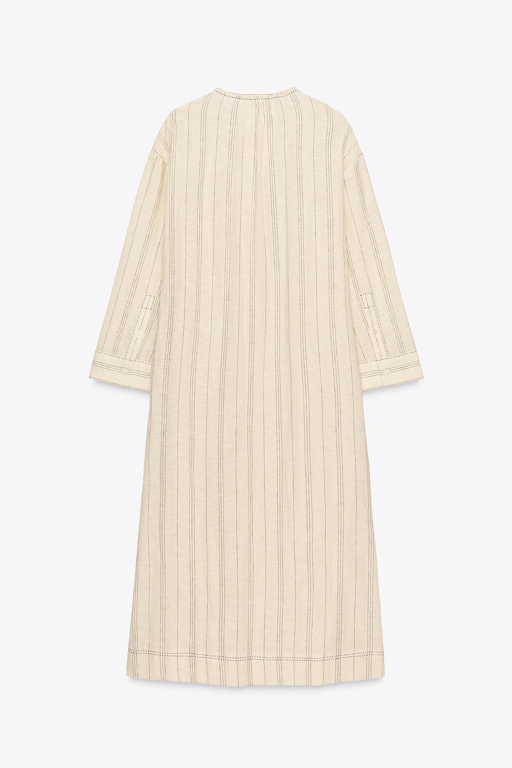 STRIPED LINEN TUNIC DRESS ZW COLLECTION Product Image