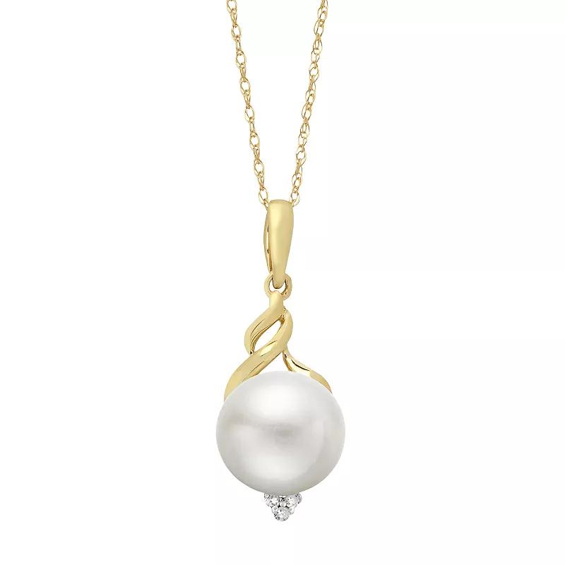 PearLustre by Imperial 10k Gold Freshwater Cultured Pearl & Diamond Accent Pendant, Womens Product Image