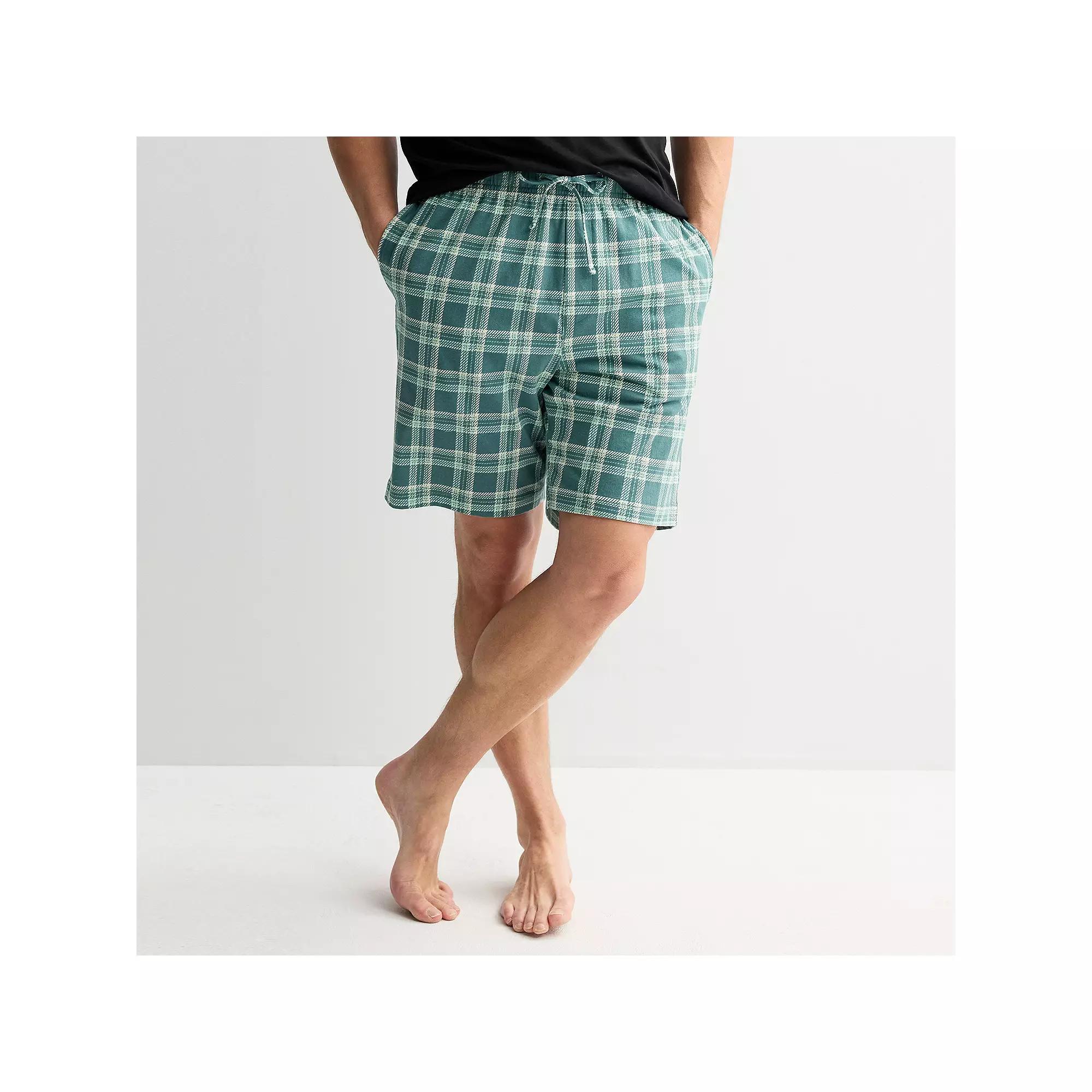 Men's Sonoma Goods For Life® Knit Pajama Shorts, Size: Medium, Green Check Product Image