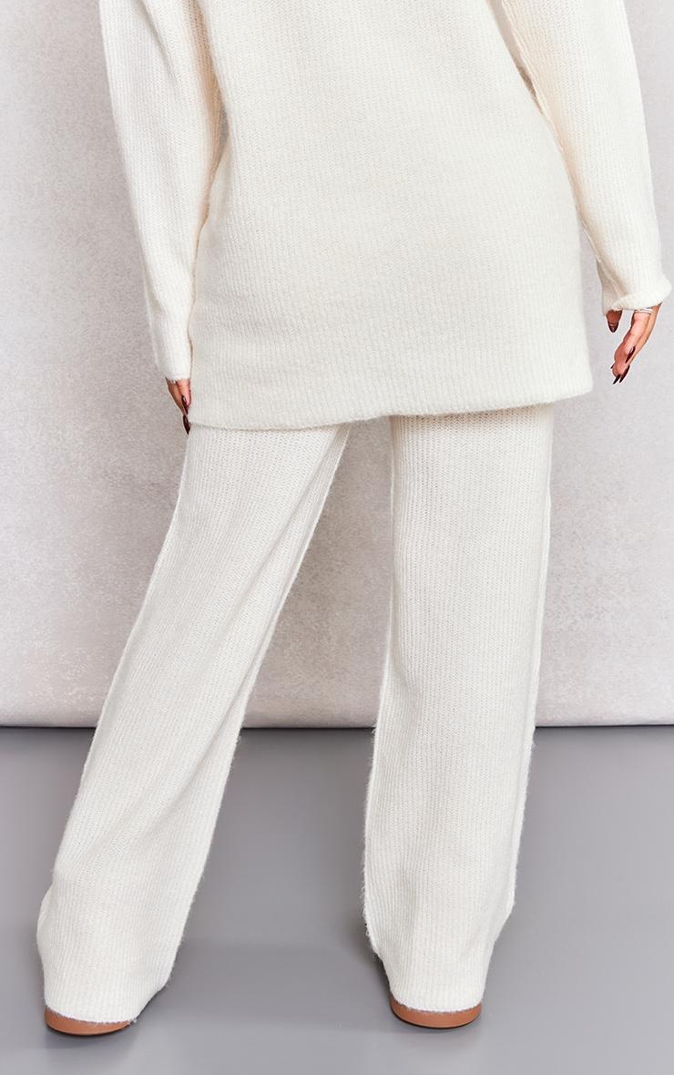 Petite Cream Knit Wide Leg Pants Product Image
