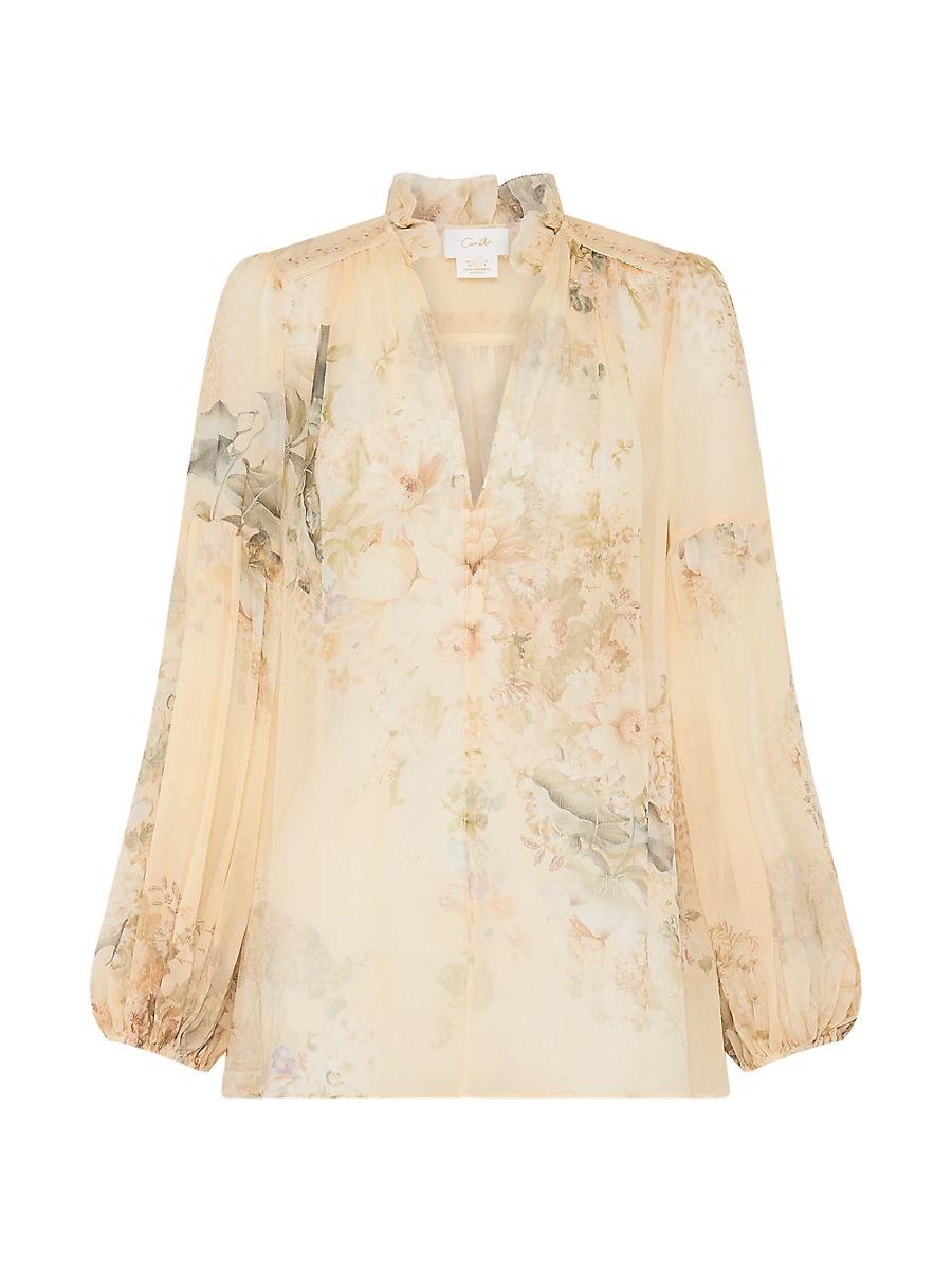 Womens Floral Silk Georgette Blouse Product Image