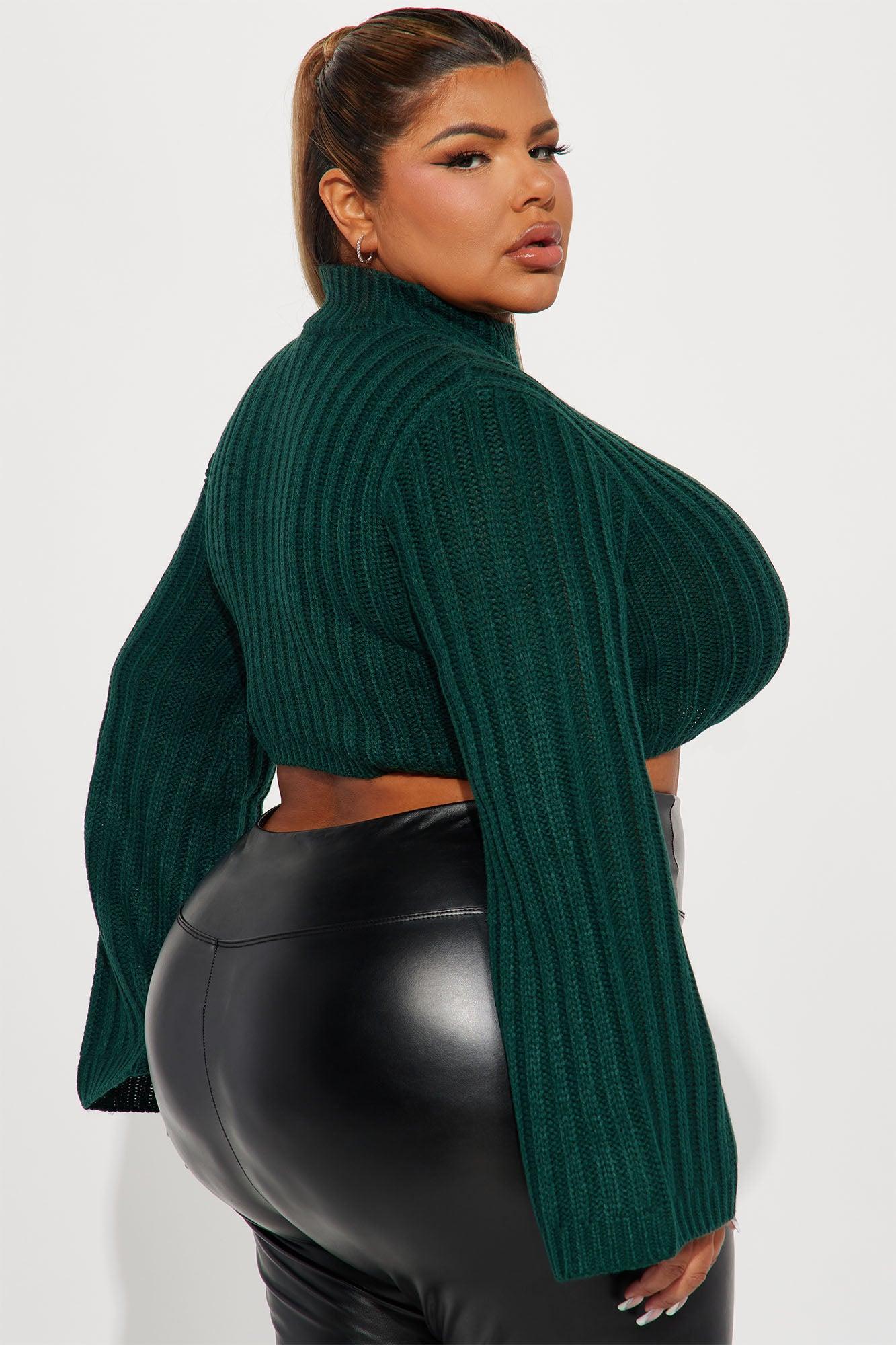 Rebel Heart Cropped Turtleneck Sweater - Hunter Female Product Image