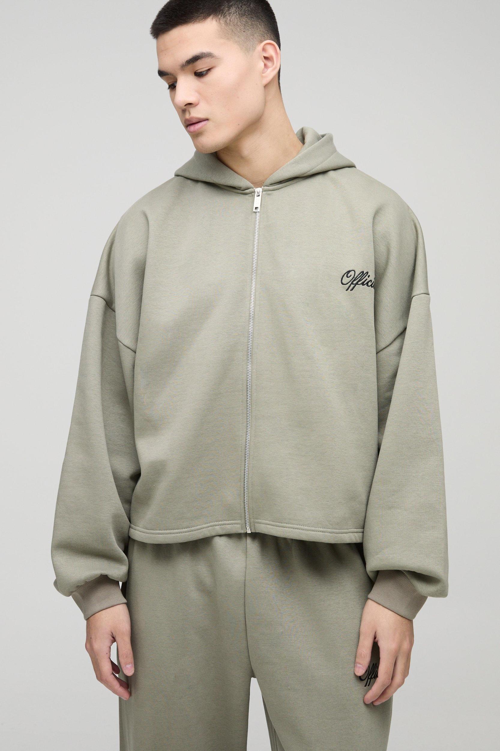 Extreme Oversized Boxy Zip Through Hoodie & Wide Leg Tracksuit | boohooMAN USA Product Image