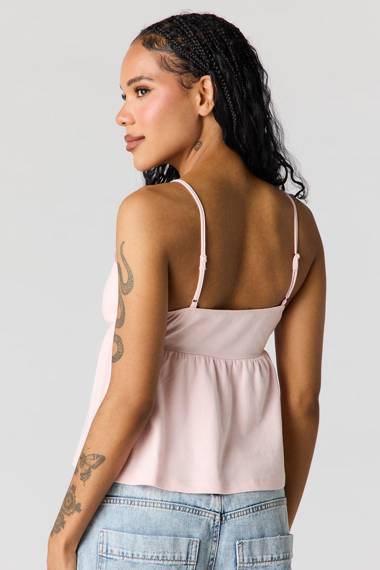 Surplice Lace Trim Babydoll Tank Female Product Image