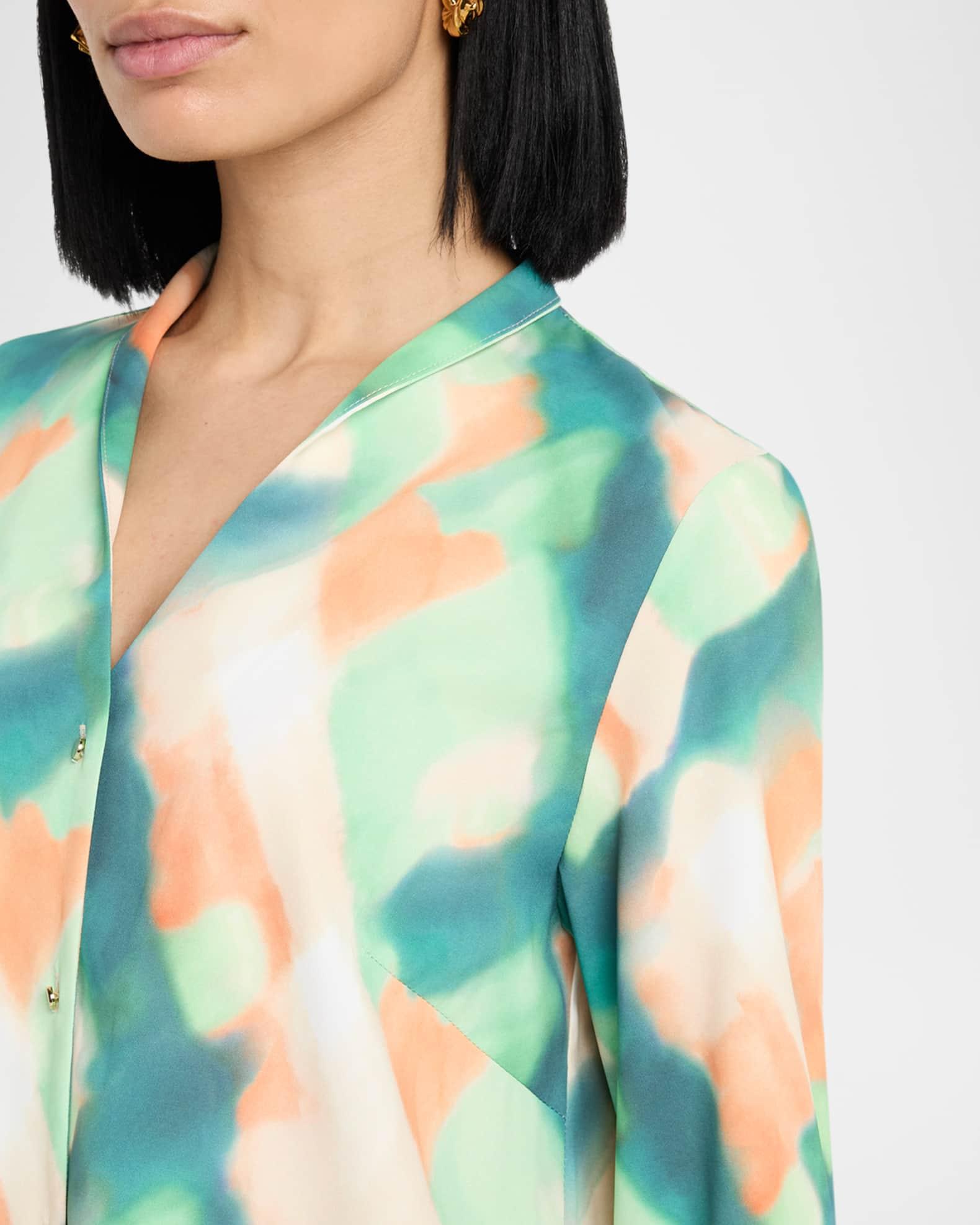 Abstract-Print Crepe De Chine Blouse Product Image
