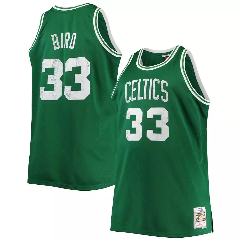 Men's Mitchell & Ness Larry Bird Kelly Green Boston Celtics Big & Tall 1985-86 NBA 75th Anniversary Diamond Swingman Jersey, Size: 6XB Product Image