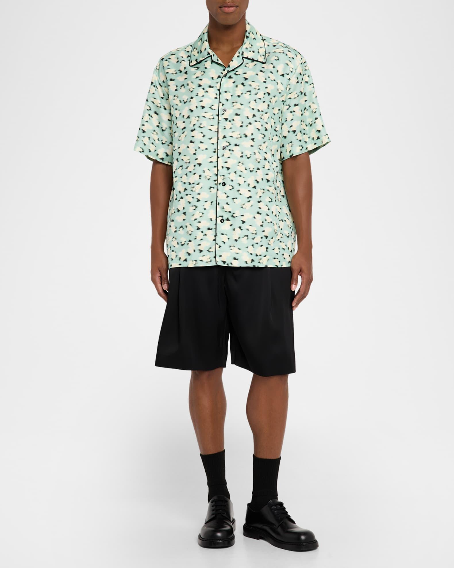 Men's Boxy-Fit Blurred Floral Bowling Shirt Product Image