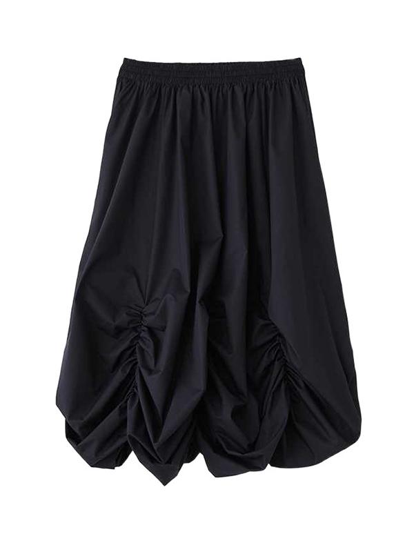 Loose Wide Leg Elasticity Pleated Pockets Solid Color Culotte Ninth Pants Product Image