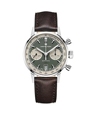 Hamilton Mens American Classic Intra-Matic Auto Chrono Black Leather Strap Watch Product Image