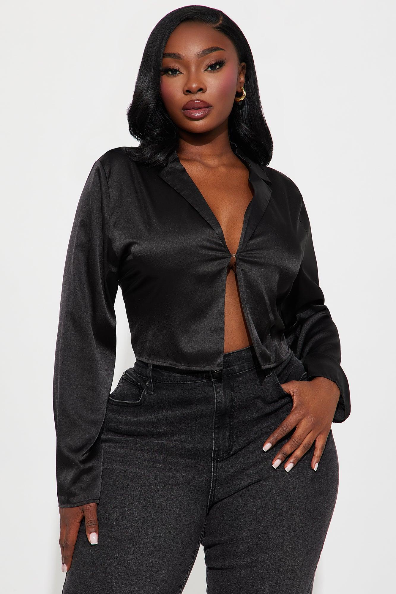 Forever Loving Satin Shirt - Black Female Product Image