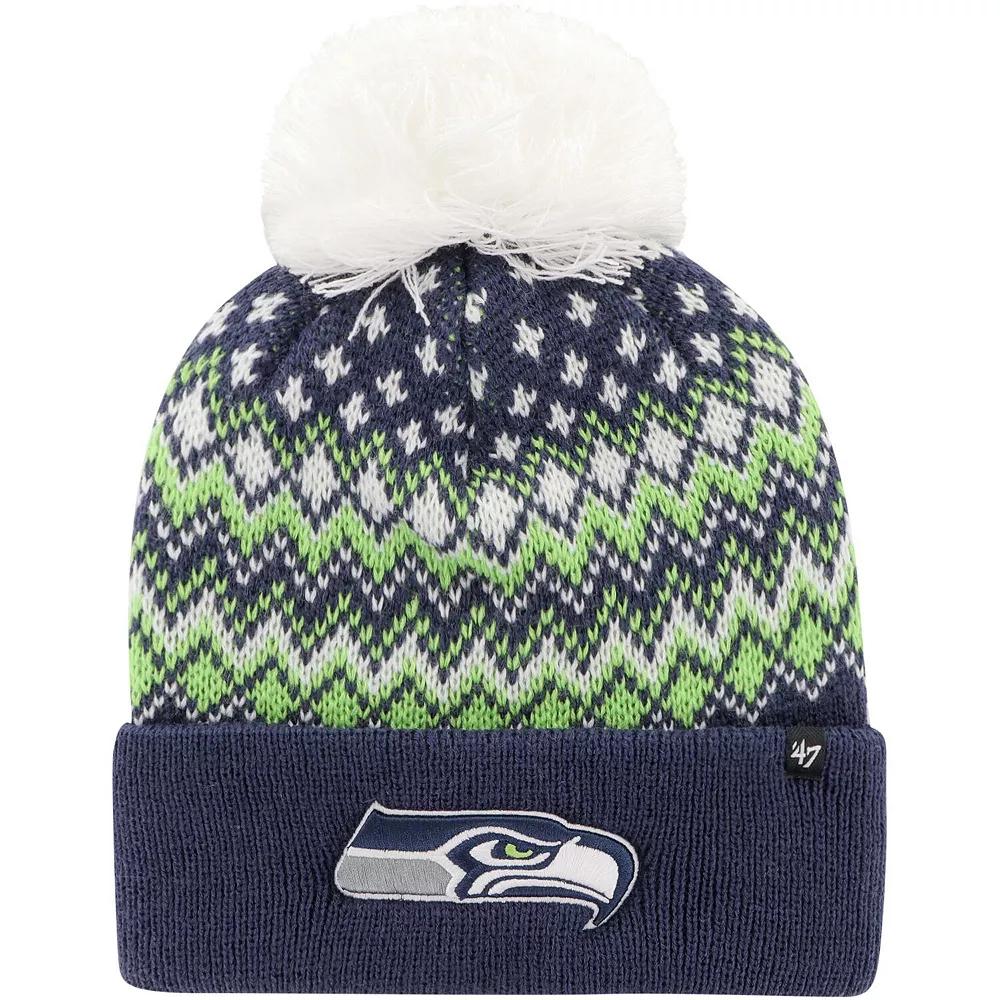 Women's '47 College Navy Seattle Seahawks Elsa Cuffed Knit Hat with Pom, Blue Product Image