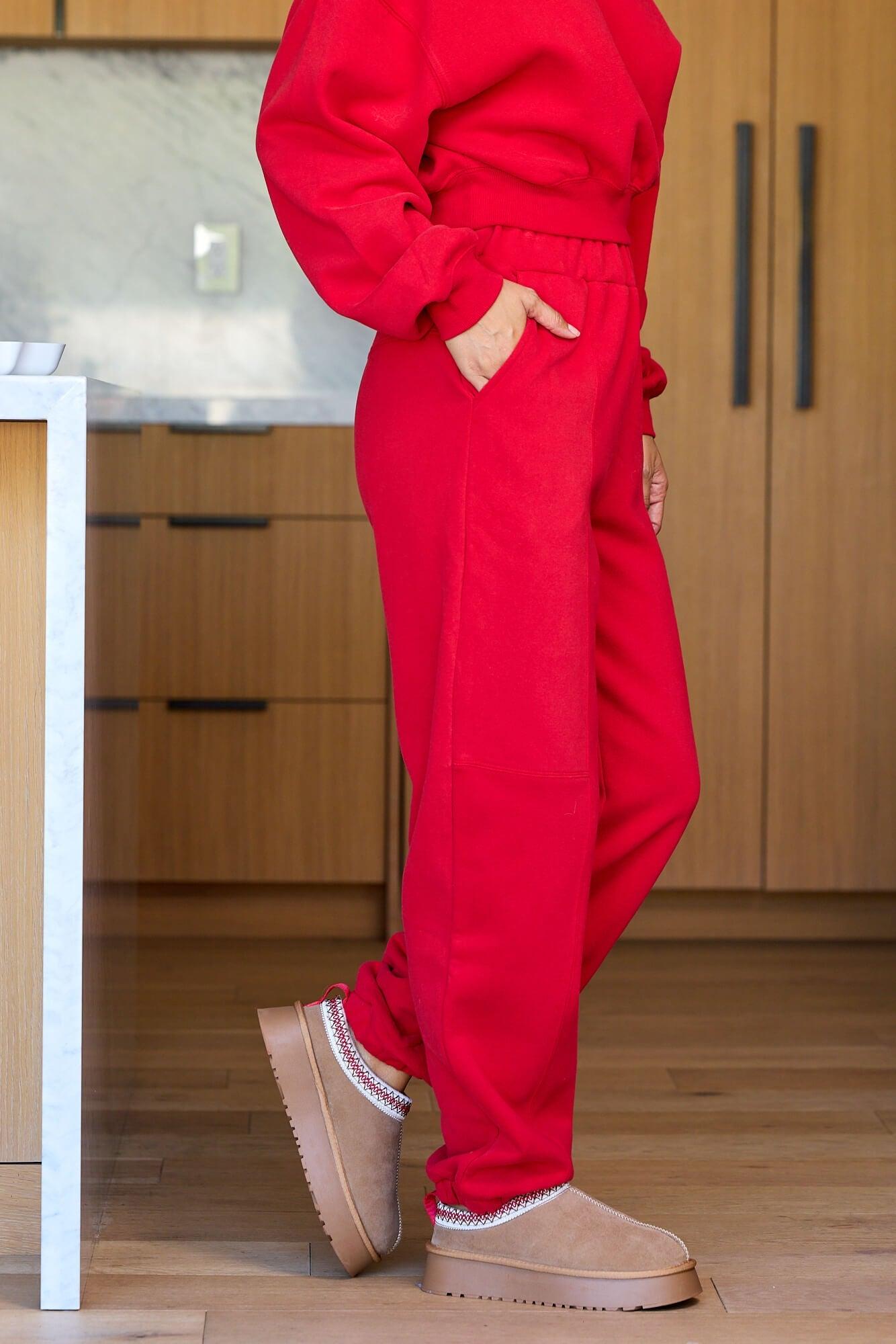 Holiday Red Lounge Jogger Sweatpants - FINAL SALE Product Image