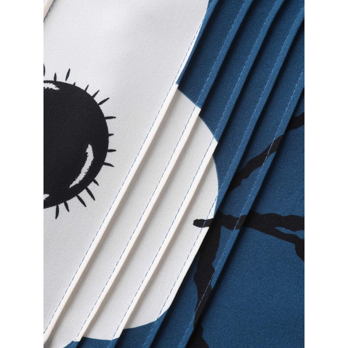 Plus Size Floral Pleated Front Pockets Midi Dress Mediumblue Women Leisure Notched collar Cap Sleeve Curvy BloomChic 12/L Product Image