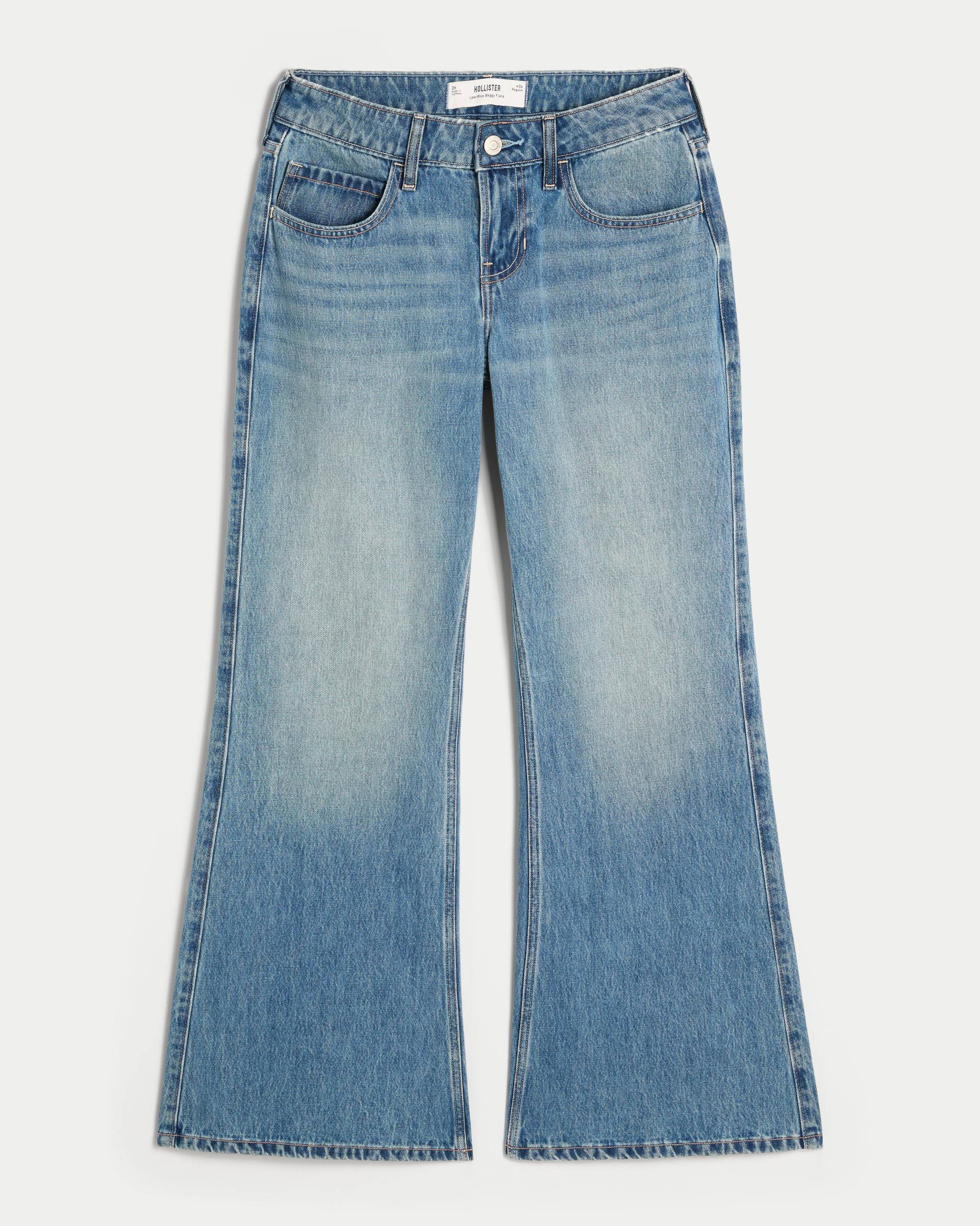 Low-Rise Medium Wash Baggy Flare Jeans Product Image