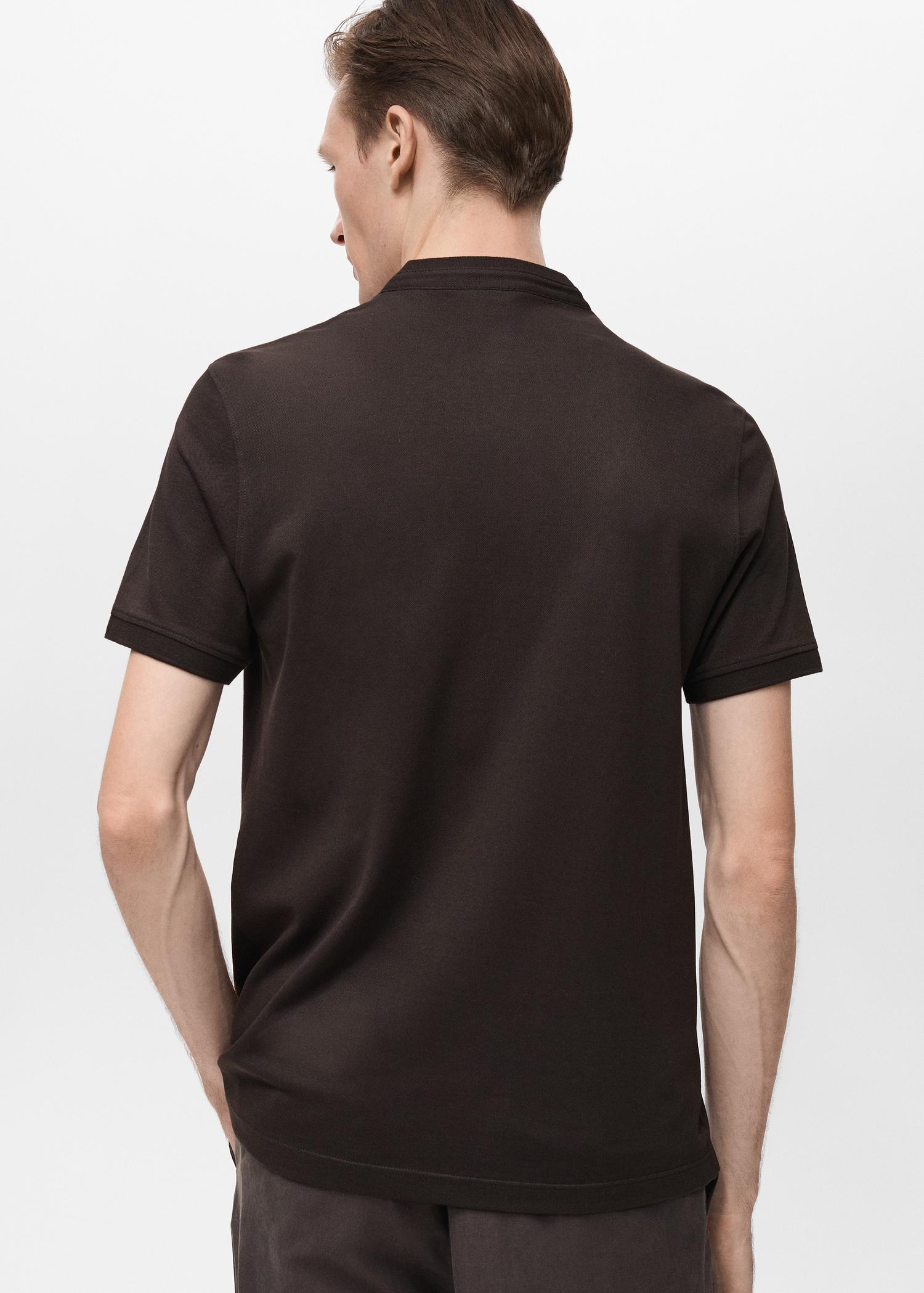 Mao collar cotton polo - Men | MANGO USA Product Image