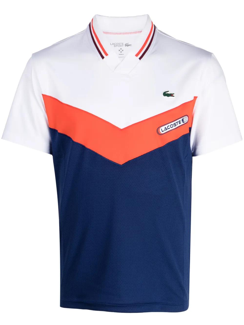 logo-patch panelled polo shirt Product Image