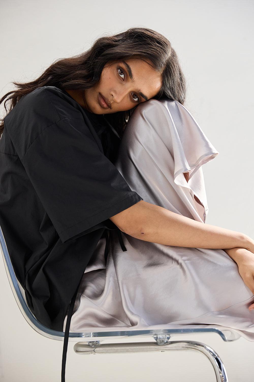 Florence Bias Cut Maxi Skirt Silver Product Image