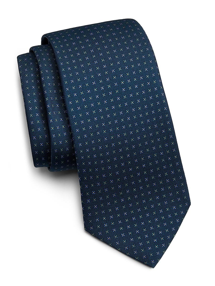 Mens Micro Geometric Silk Tie Product Image