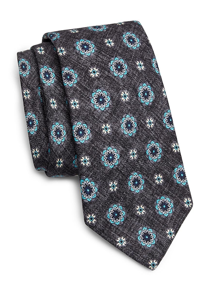Mens Floral Medallion Silk Tie Product Image