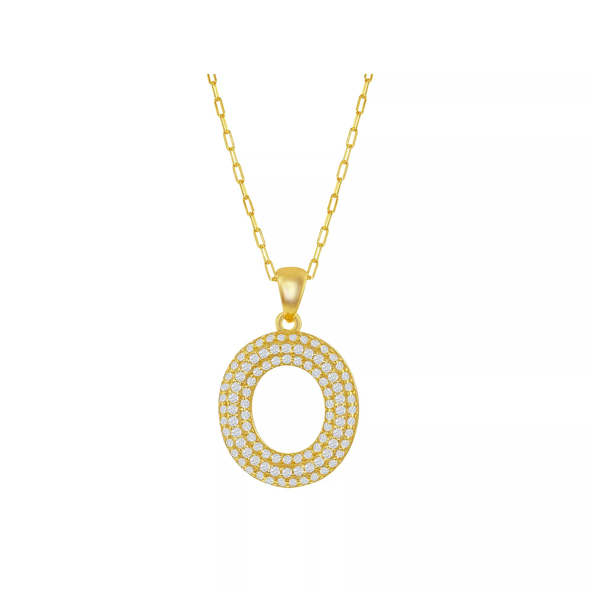 Sterling Silver Cubic Zirconia Block Initial Necklace, Women's, Size: 16-18" ADJ, H Product Image