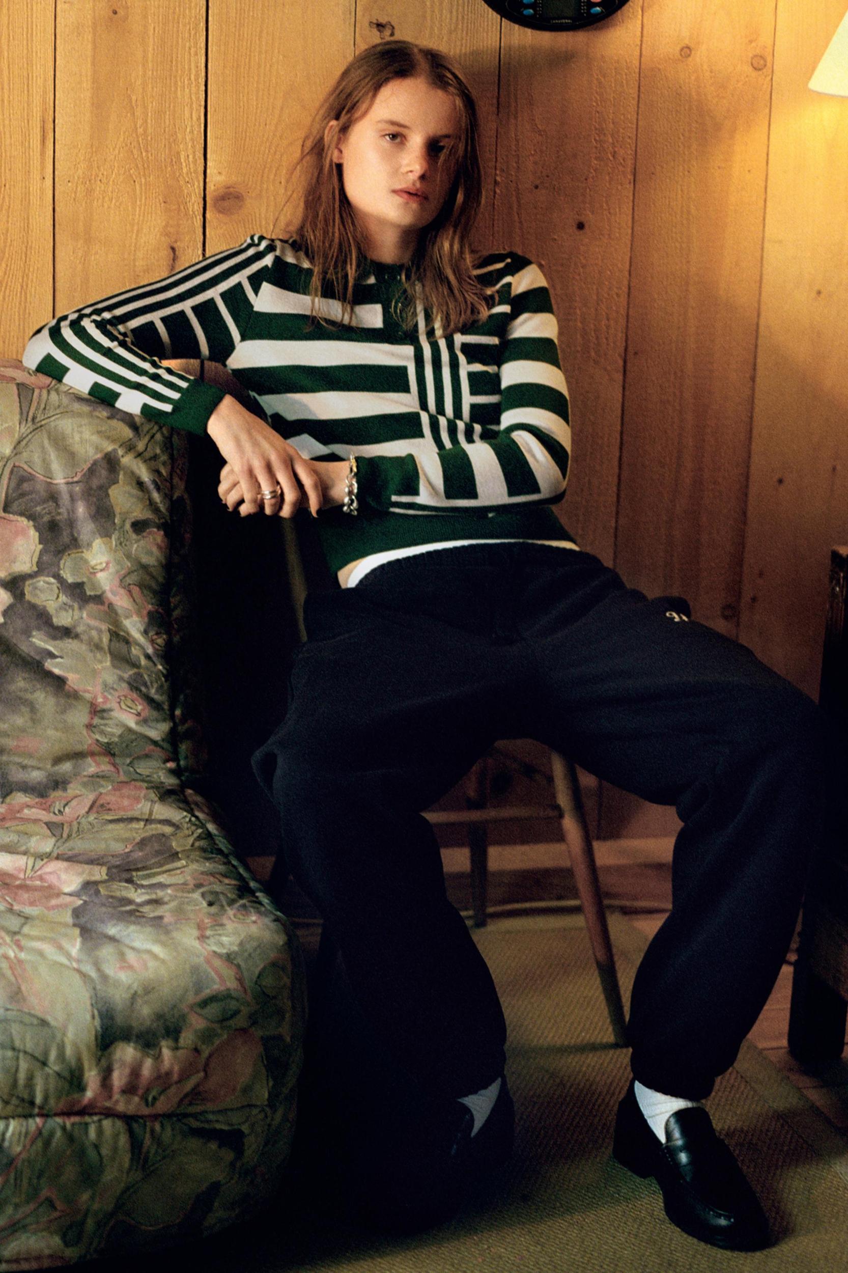 STRIPED KNIT POLO SWEATER Product Image