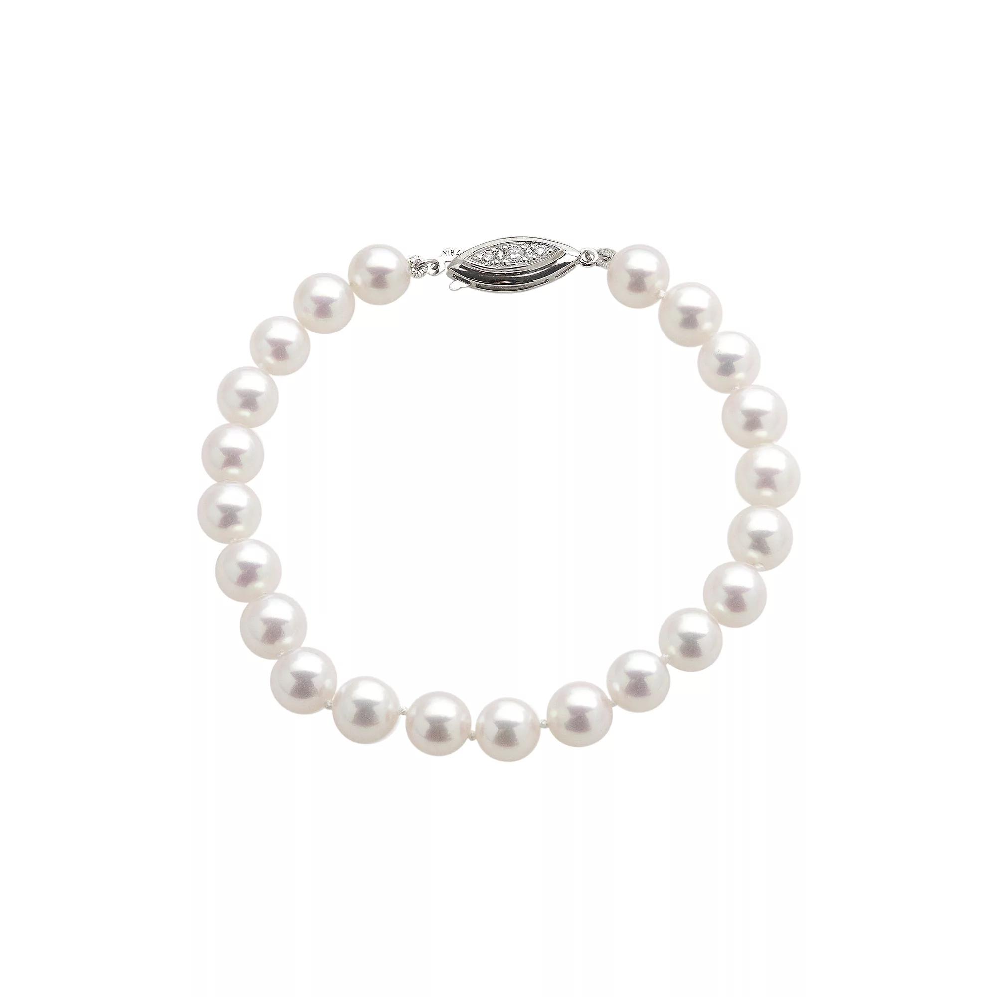 PearLustre by Imperial 18k White Gold AAA Akoya Cultured Pearl Bracelet (7-7.5 mm), Women's,  Product Image