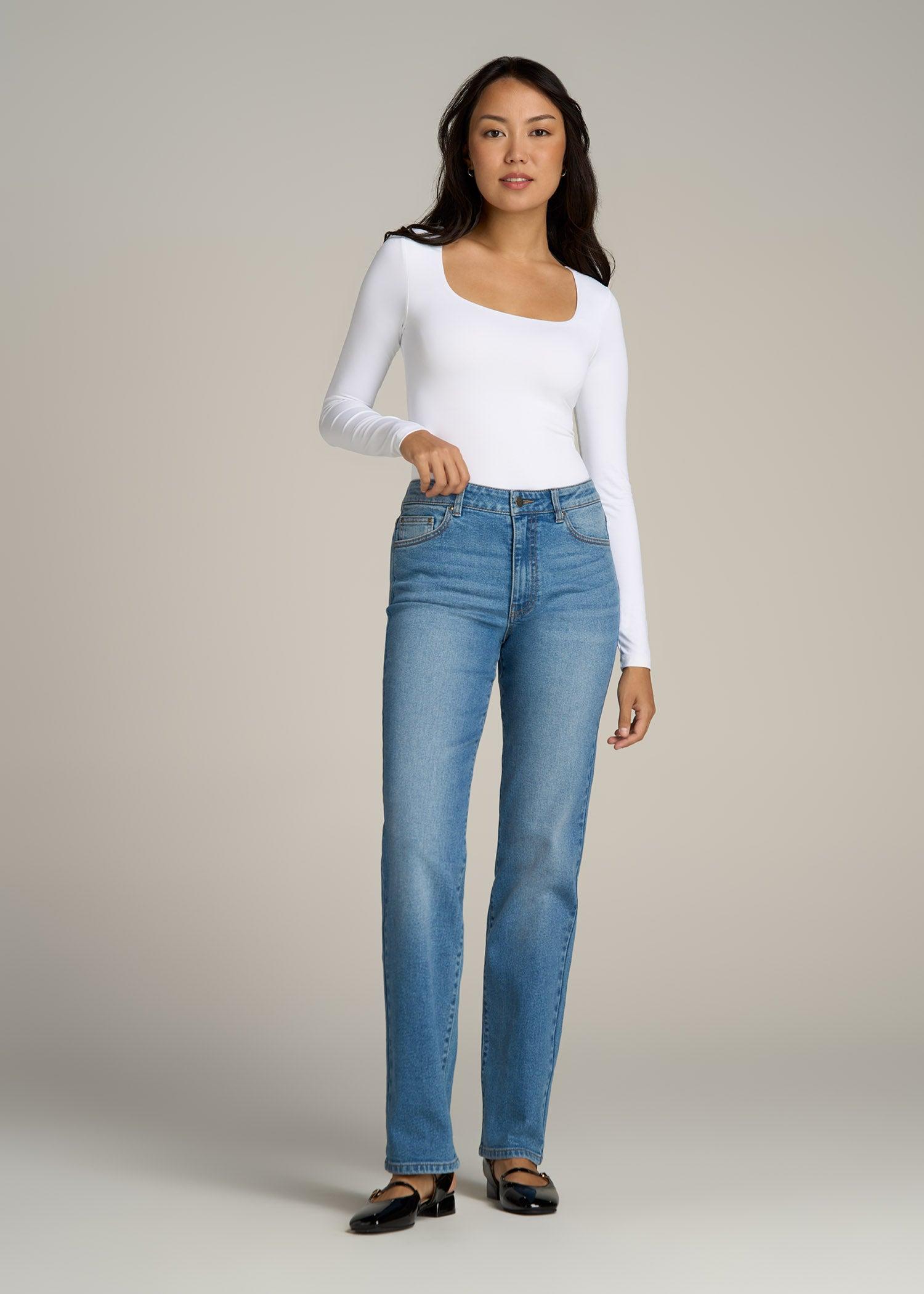 Harper High-Rise Straight Stretch Jeans for Tall Women in Colorado Blue Female Product Image