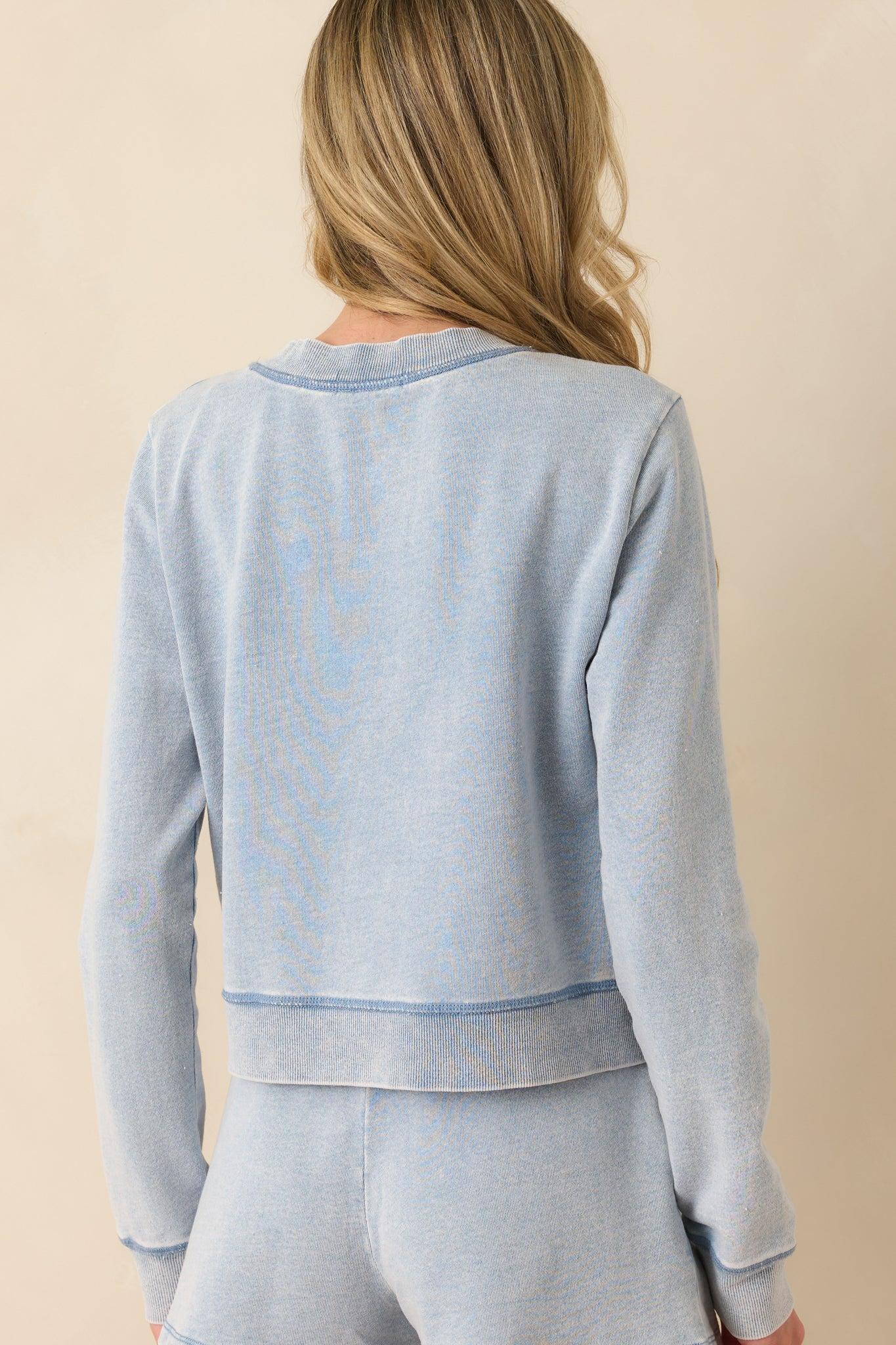 Z Supply Light Blue Cotton Daily Knit Denim Cardigan Product Image