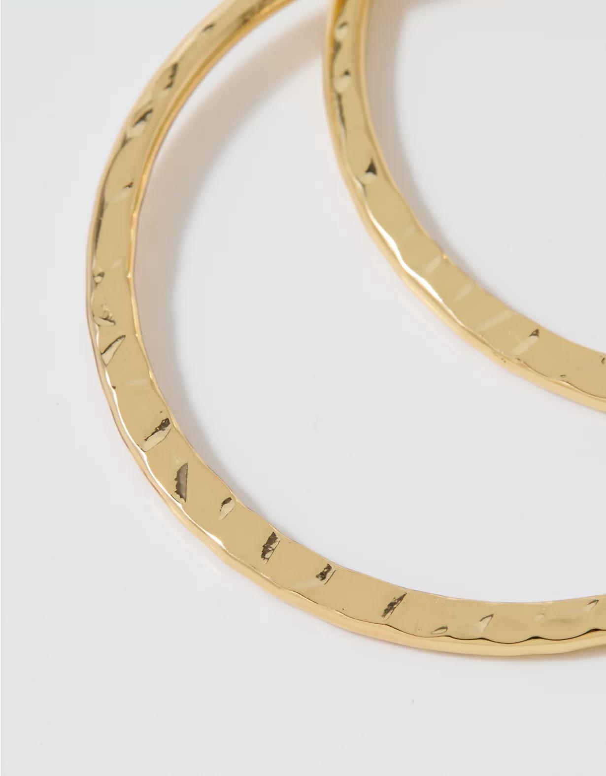 Aerie Hammered Flat Hoop Earrings Product Image
